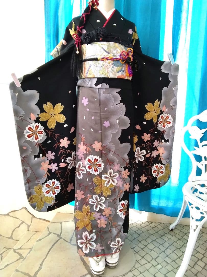 振袖フルセット、正絹振袖成人式、重ね衿帯揚げ帯締め、西陣袋帯、長襦袢