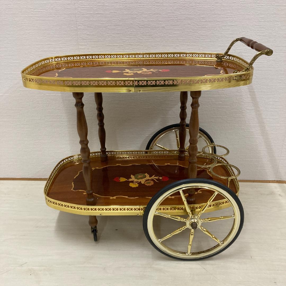 イタリア　クラシック　ワゴン　キッチンワゴン　象嵌