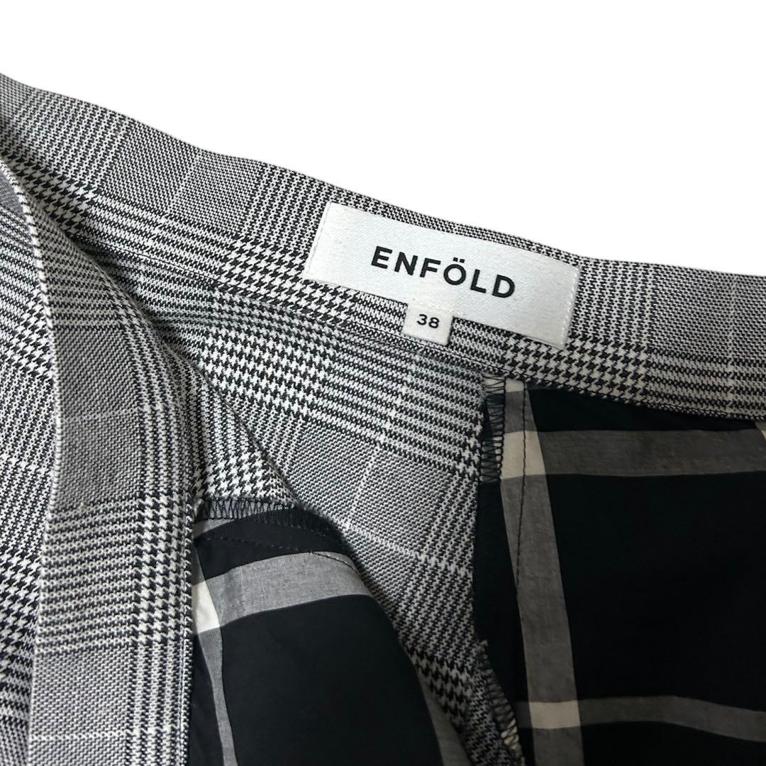 エンフォルドENFORD変形パッチワークチェックスカート　38