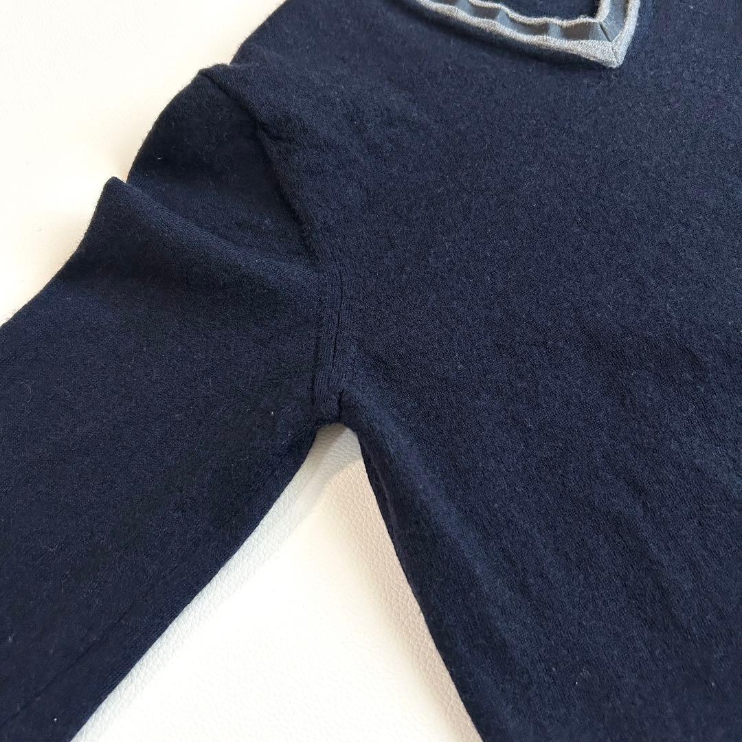 ワッペン有✨MONCLER ウール Vネック ニット セーター ネイビー S