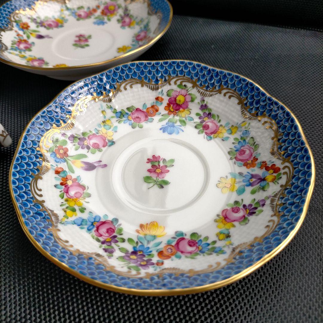 HEREND リヒテンシュタインブーケ ブルースケール カップ＆ソーサー ペア