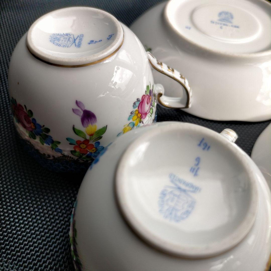 HEREND リヒテンシュタインブーケ ブルースケール カップ＆ソーサー ペア