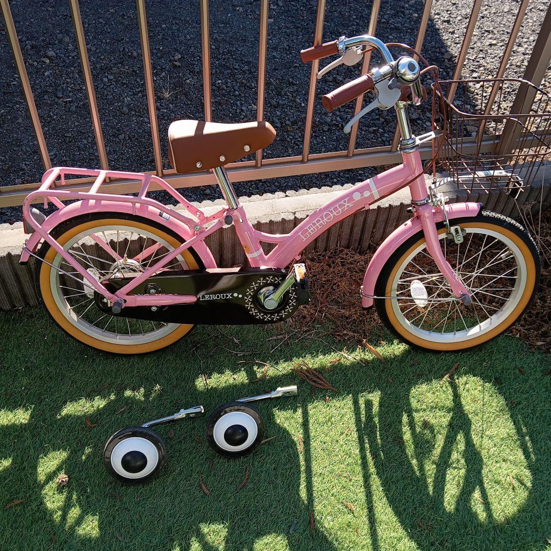 幼児用自転車 バスケット、補助輪付き16インチ