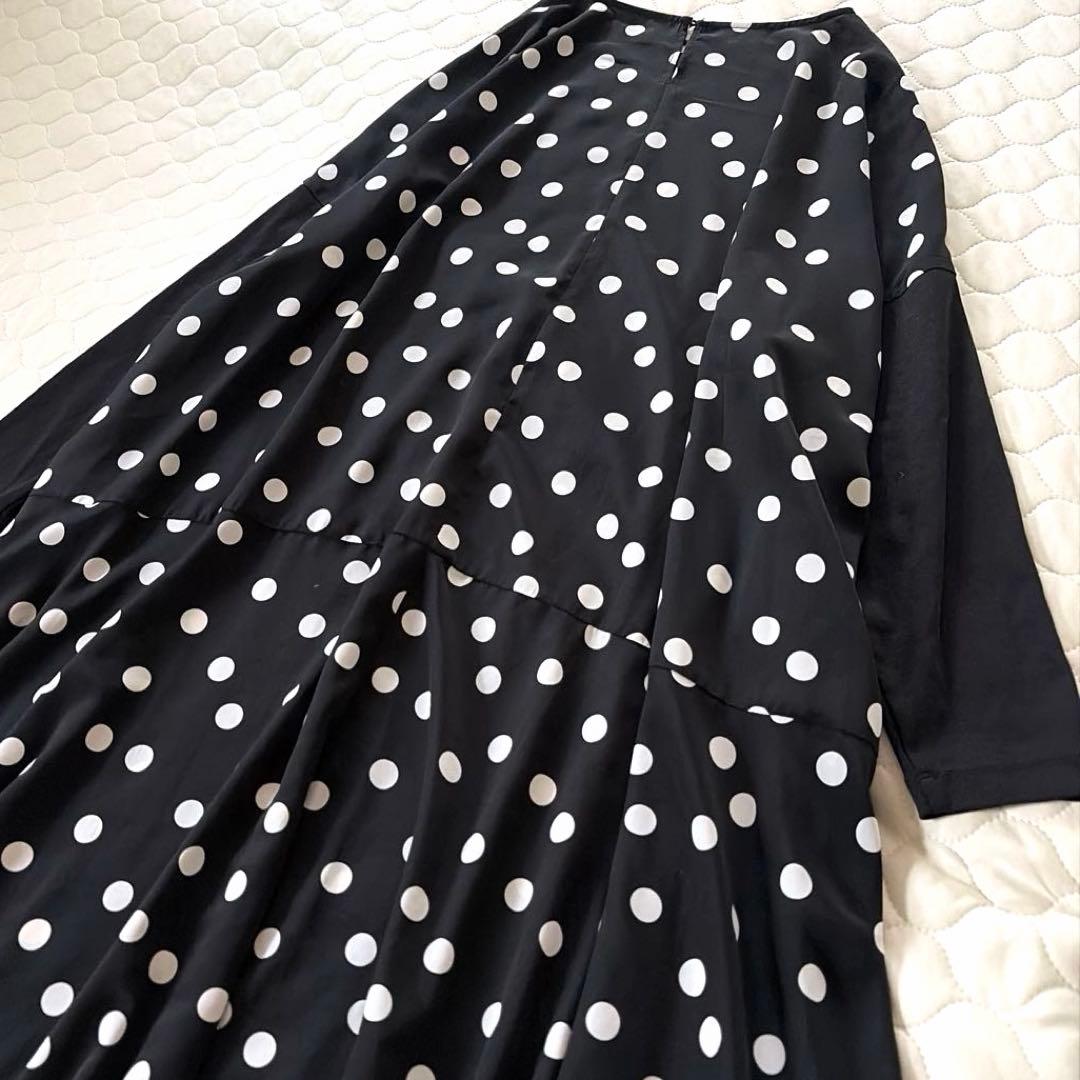 【25SS美品】BEARDSLEY ドットミディワンピース　ブラック　定価3万