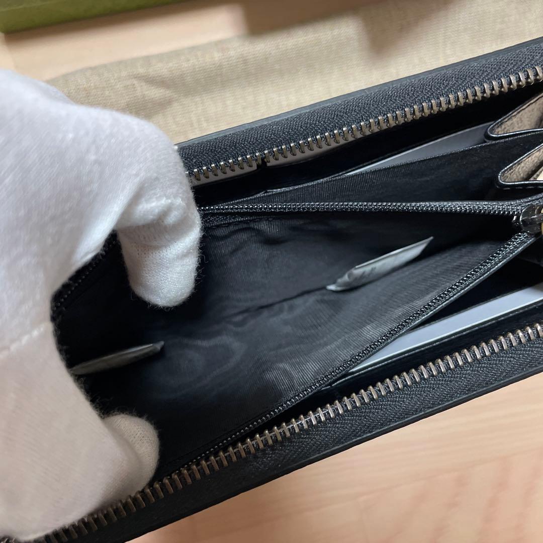 GUCCI 黒 レザー 長財布 GGロゴ付き