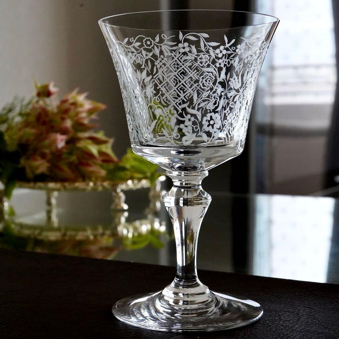 極希少★美品★オールドバカラ★フラワー エッチング★ワイングラス★1脚 B★レア