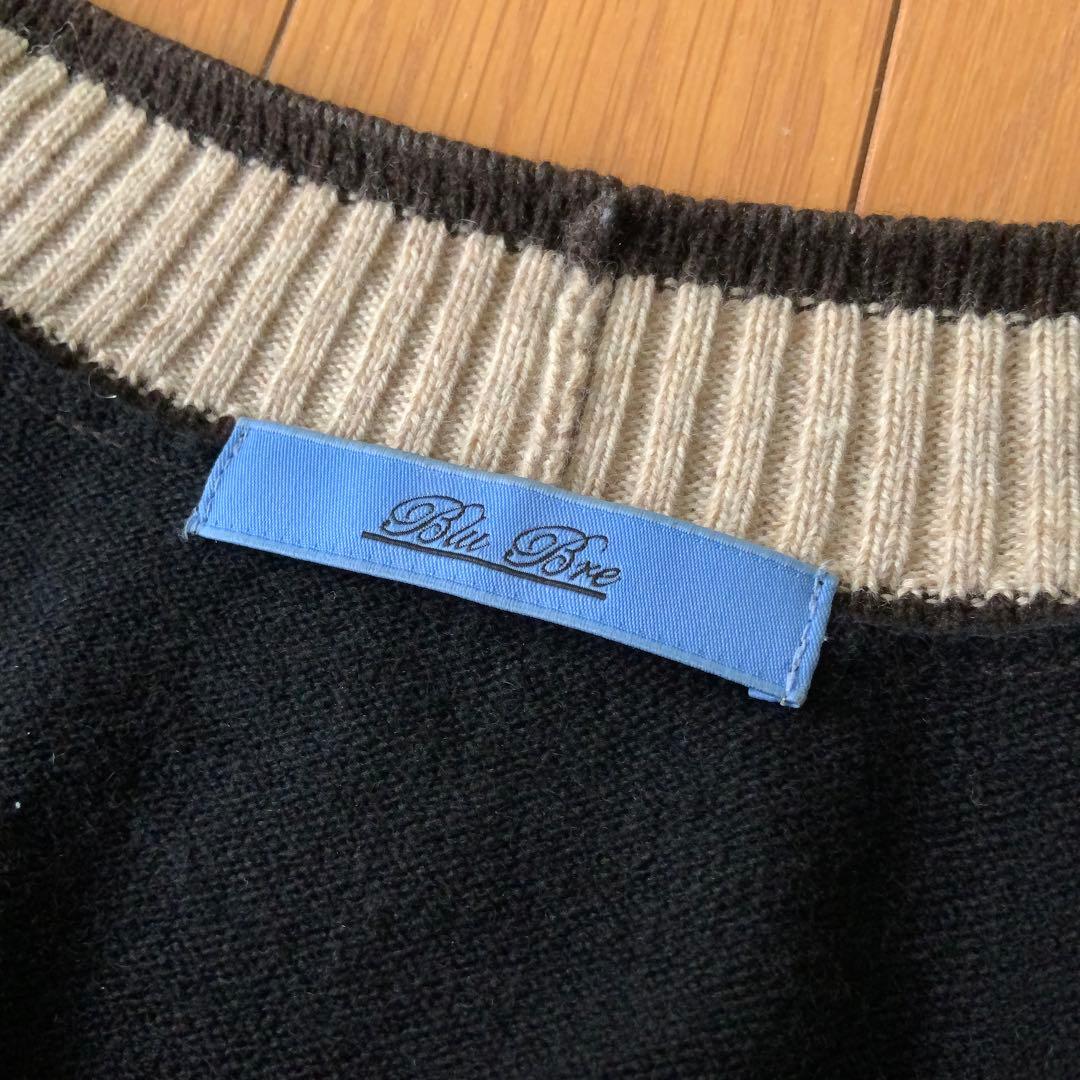 BluBre ブリッラ別注 ウールカシミヤ ラインカーディガン M 黒系
