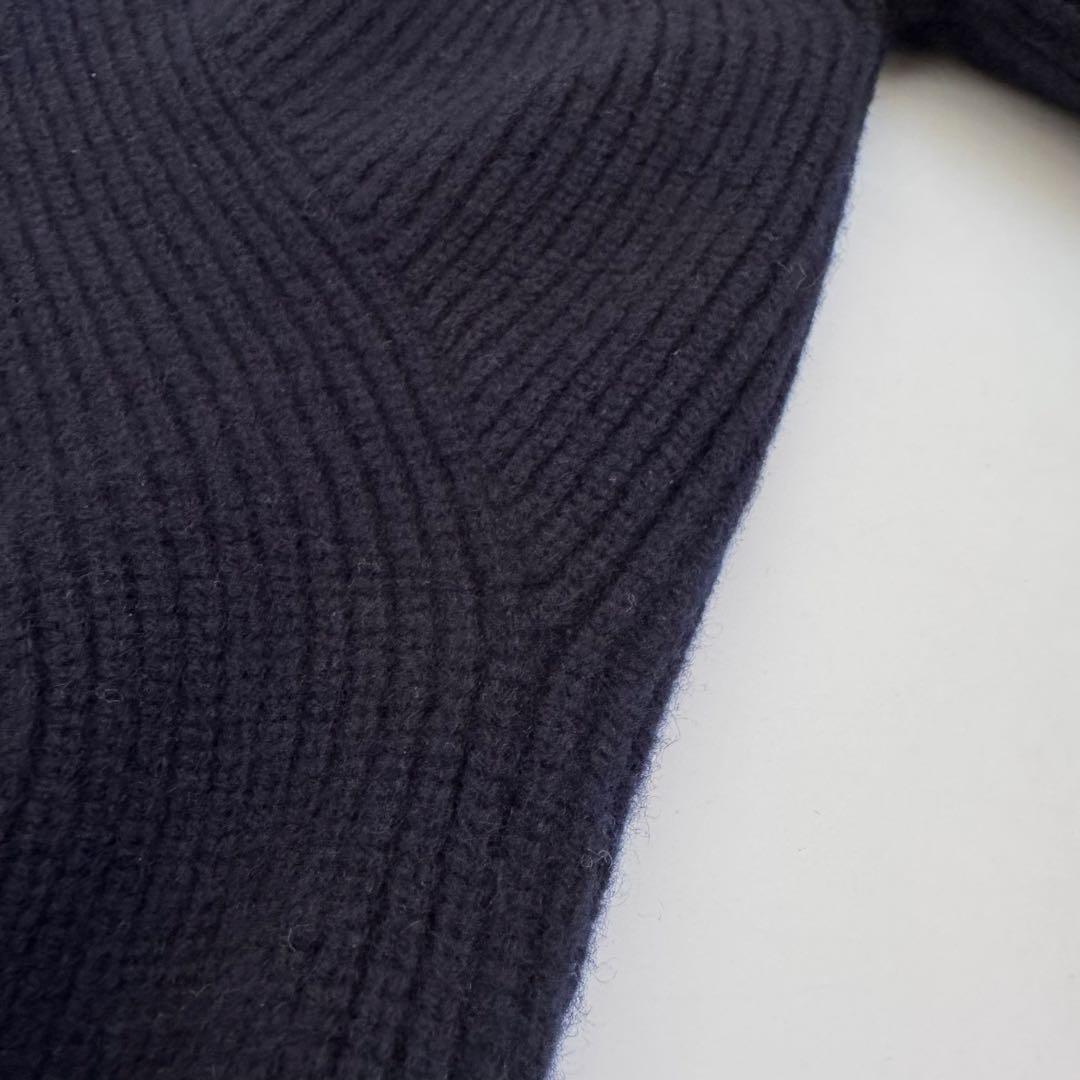 Drawerウールカシミヤニット ボタンタートル ネイビー ドゥロワー