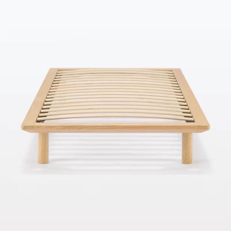 【美品】無印良品 シングルベッドフレーム オーク材 木製脚 帆布収納付き