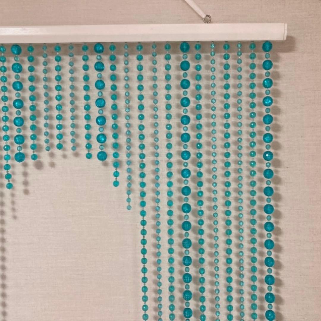 セルコン 珠のれん 玉暖簾 仕切り すだれ カーテン 壁掛け 青 ポップ レトロ