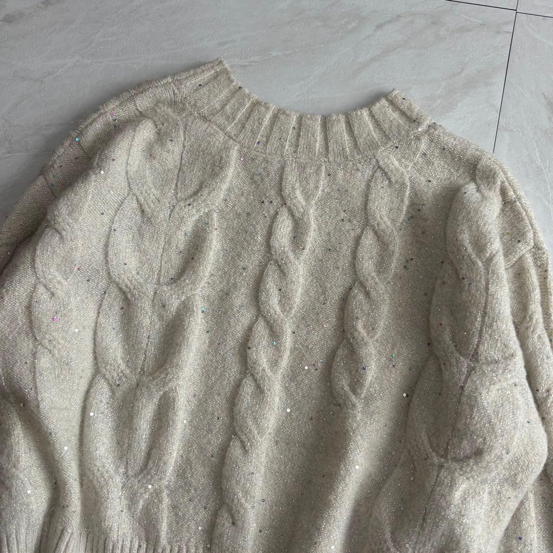 COHINA YUNA SANTA スパンコール ケーブル ミックス ニット