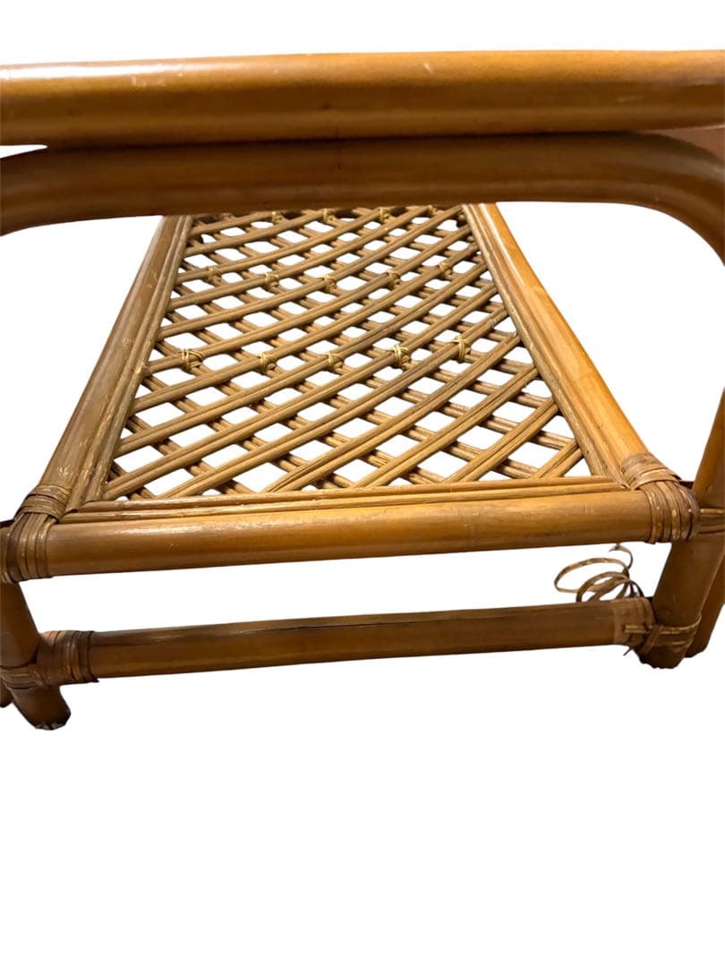 ラタン　籐　ラタンテーブル　ガラステーブル　ローテーブル　レトロ　アンティーク