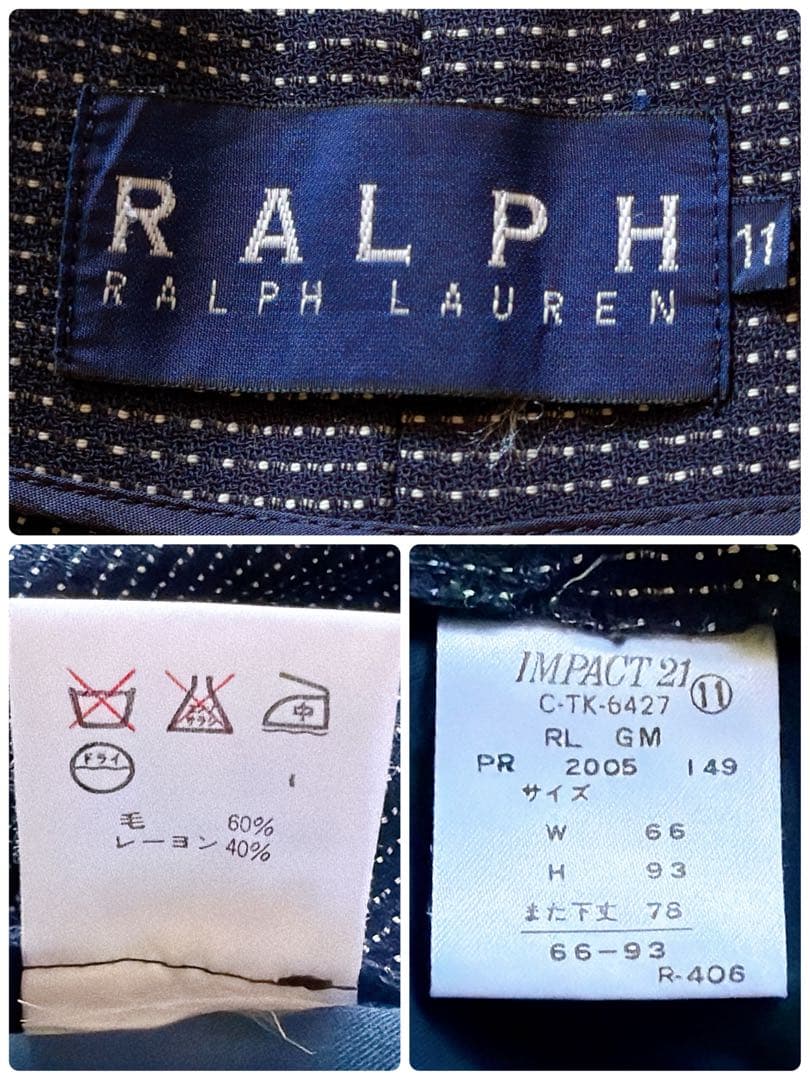 ラルフローレン レディース パンツスーツ セットアップ ドット柄 11号 紺