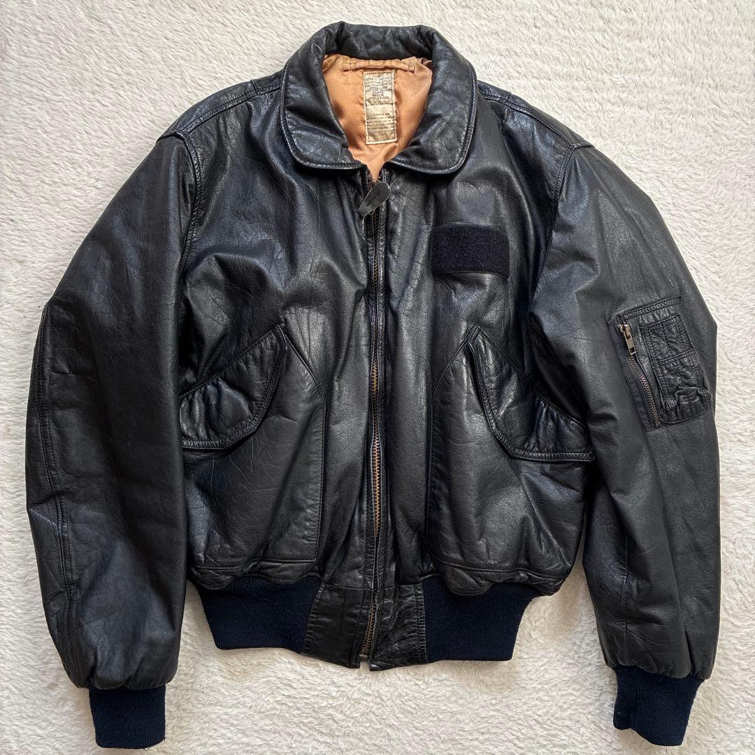 80s CWU-45/P 本革フライトジャケット Mサイズ ブラック