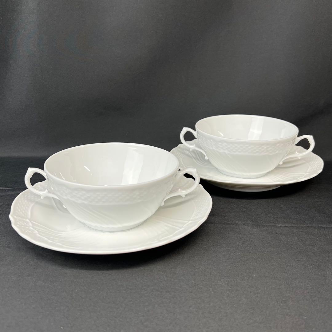リチャードジノリ　ベッキオホワイト　スープカップ＆ソーサー　ペア
