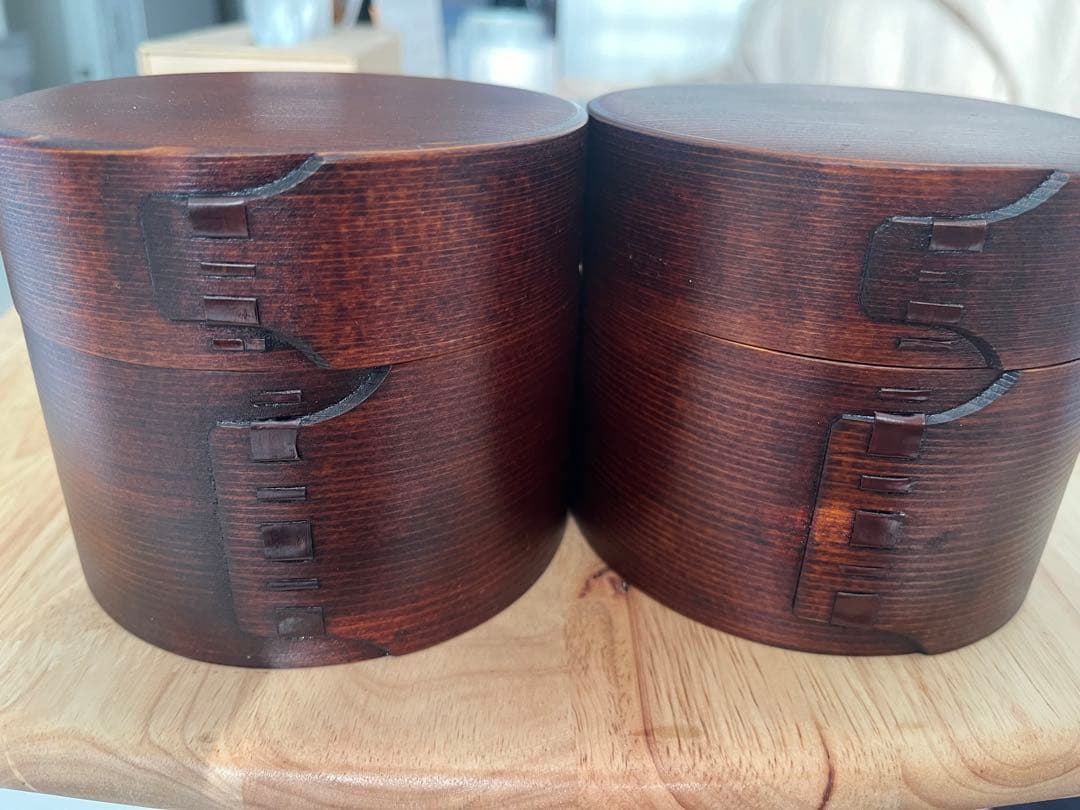 大館曲げわっぱ　二つ重ね丸弁当箱2個セット　大館工芸社