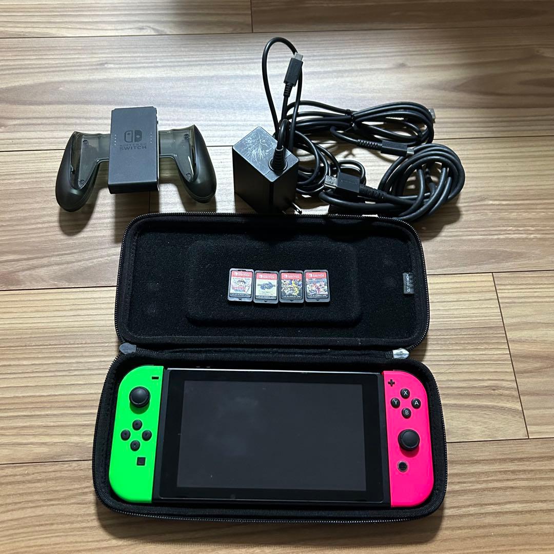 Switch 本体 ドックなし + ソフト4本 + AC/HDMI付き限定値下げ