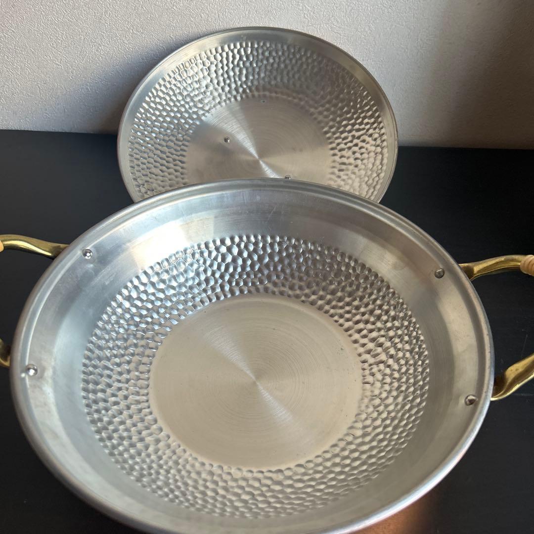 銅製　槌目　両手鍋　ちり鍋　未使用品