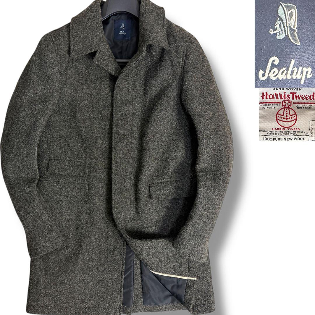 J7125 美品 シーラップ ハリスツイード バルマカーンコート グレー 44