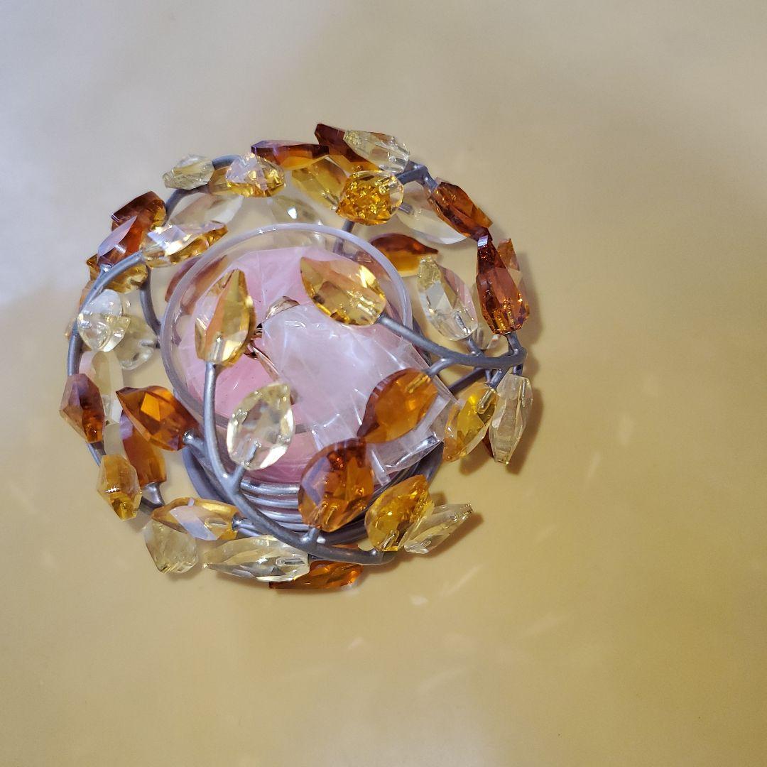 スワロフスキー カラフル葉デザインキャンドルホルダー