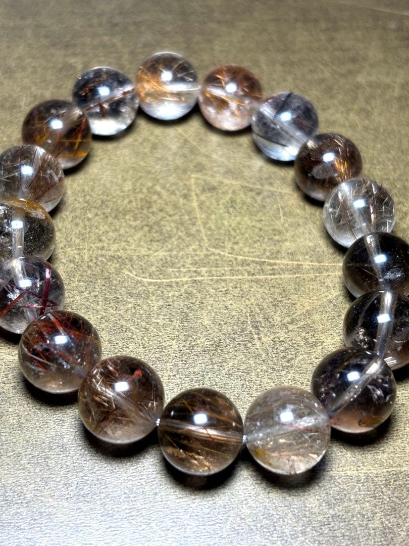 スモーキーミックスタイチンルチルブレス12.6㎜（新品未使用）ルチル　金運最強