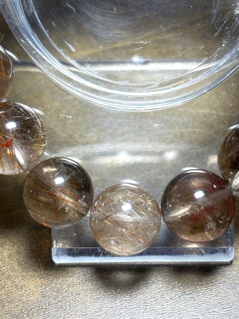 スモーキーミックスタイチンルチルブレス12.6㎜（新品未使用）ルチル　金運最強