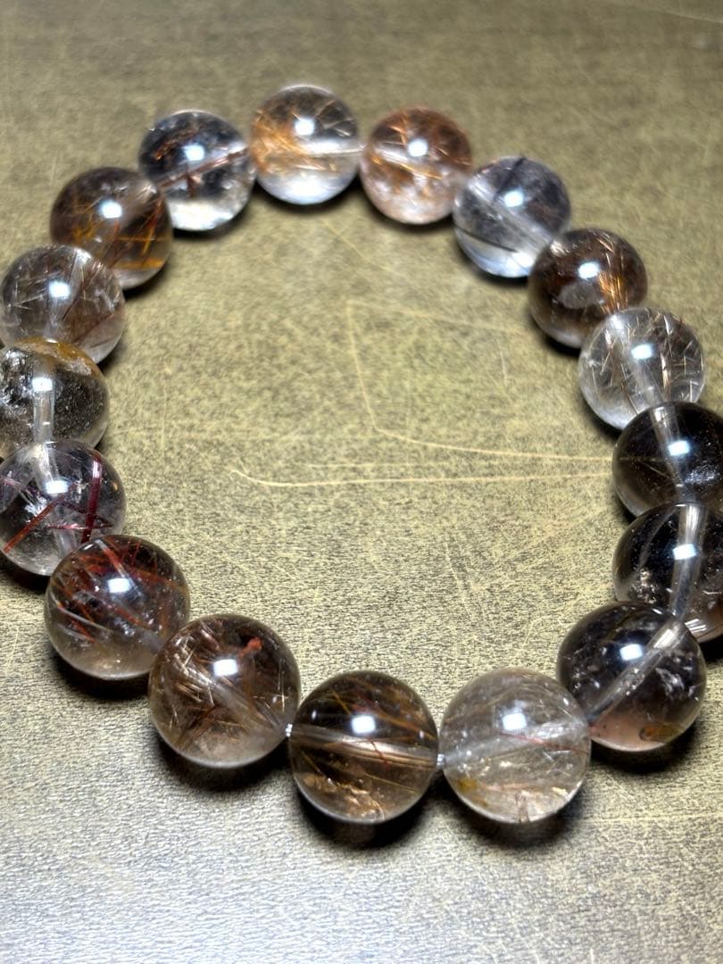 スモーキーミックスタイチンルチルブレス12.6㎜（新品未使用）ルチル　金運最強