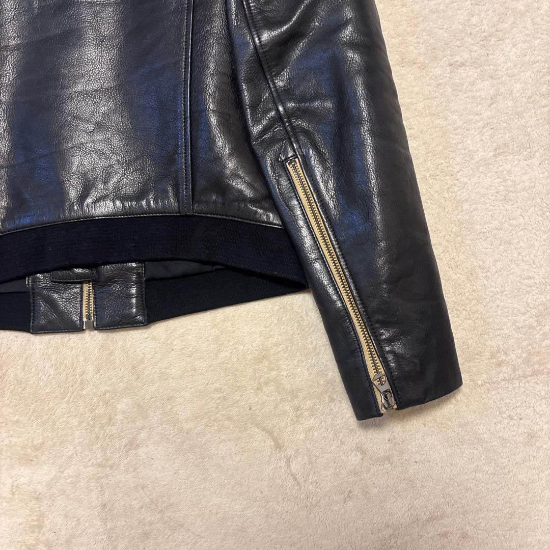 美品⭐️ACNE STUDIOUS カーフレザー　ジャケット　ブラック　リブ　46