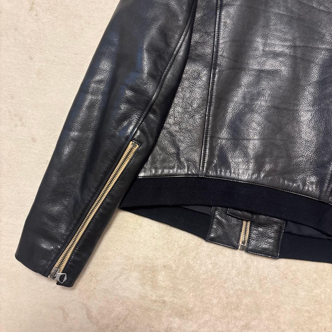美品⭐️ACNE STUDIOUS カーフレザー　ジャケット　ブラック　リブ　46