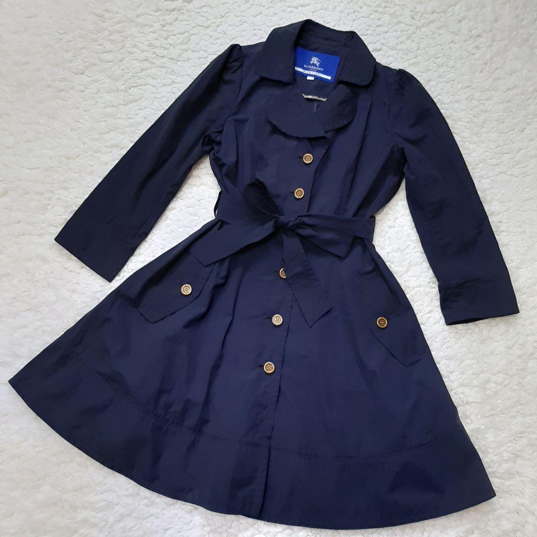 バーバリーブルーレーベル　ナイロンコート　ネイビー　38 八分袖 Aライン