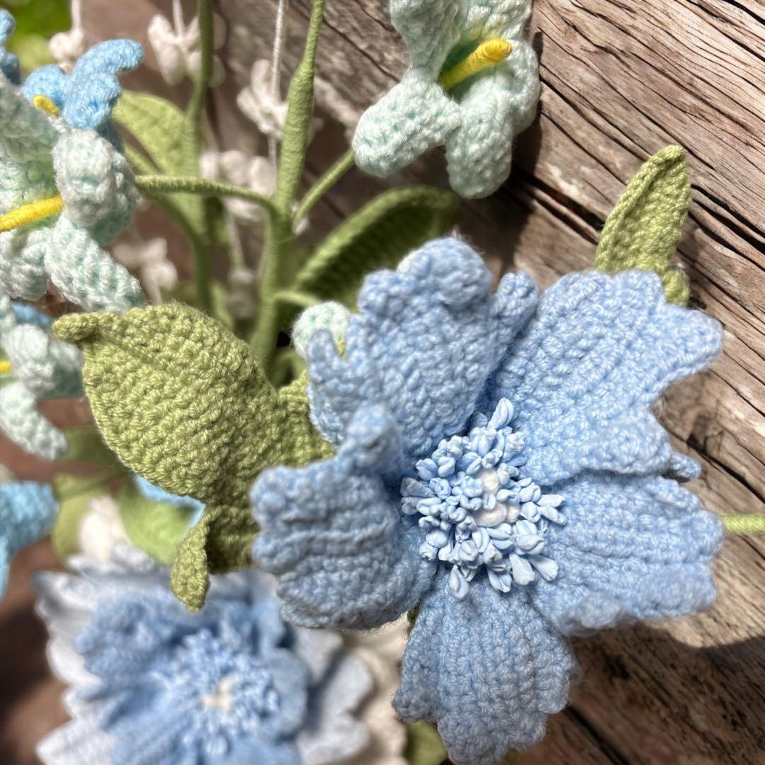 ❤️毛糸ハンドメイド♡豪華編みぐるみブーケ♡ソフトブルー4本