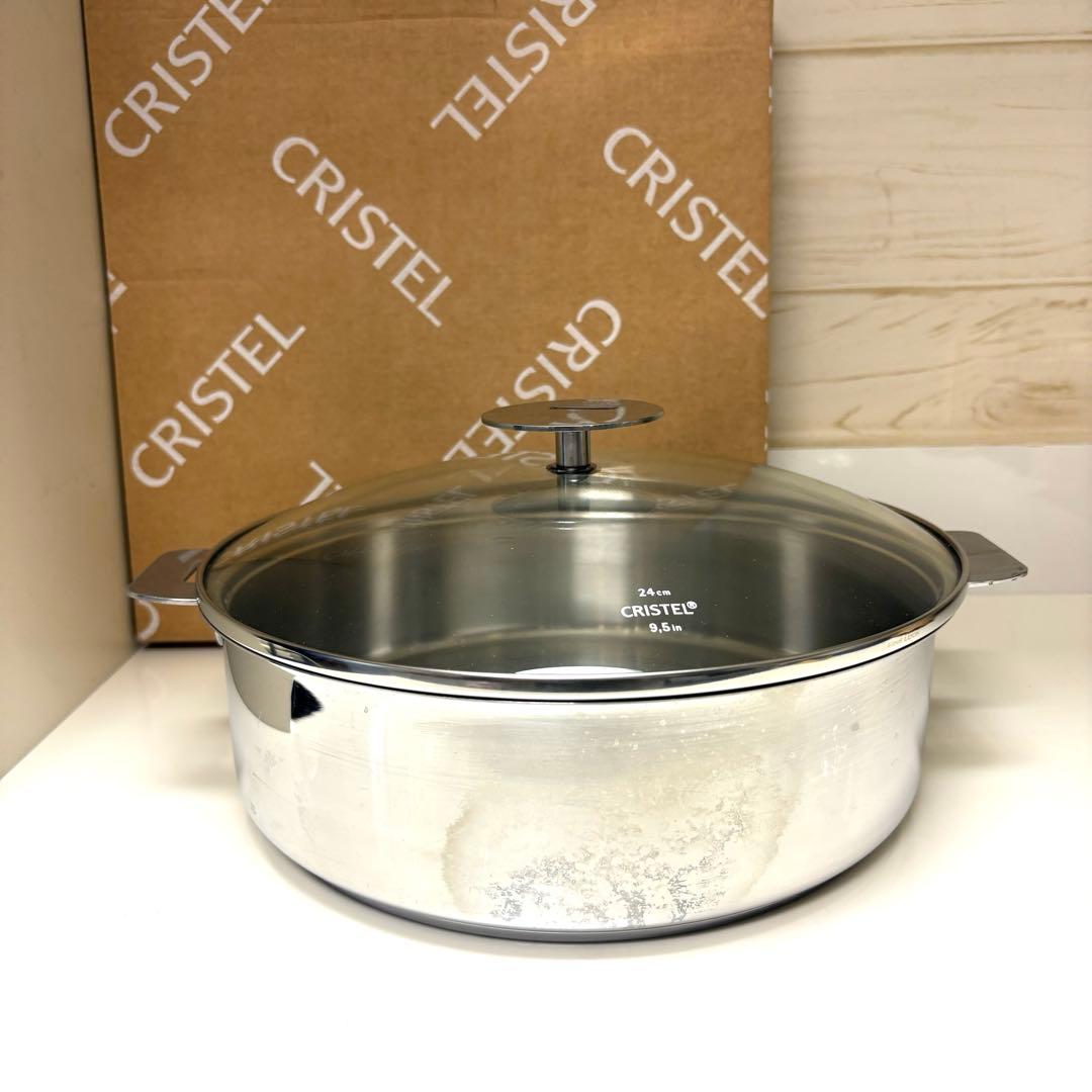 CRISTEL 浅鍋 チェリーテラス 24cm 未使用の蓋付き