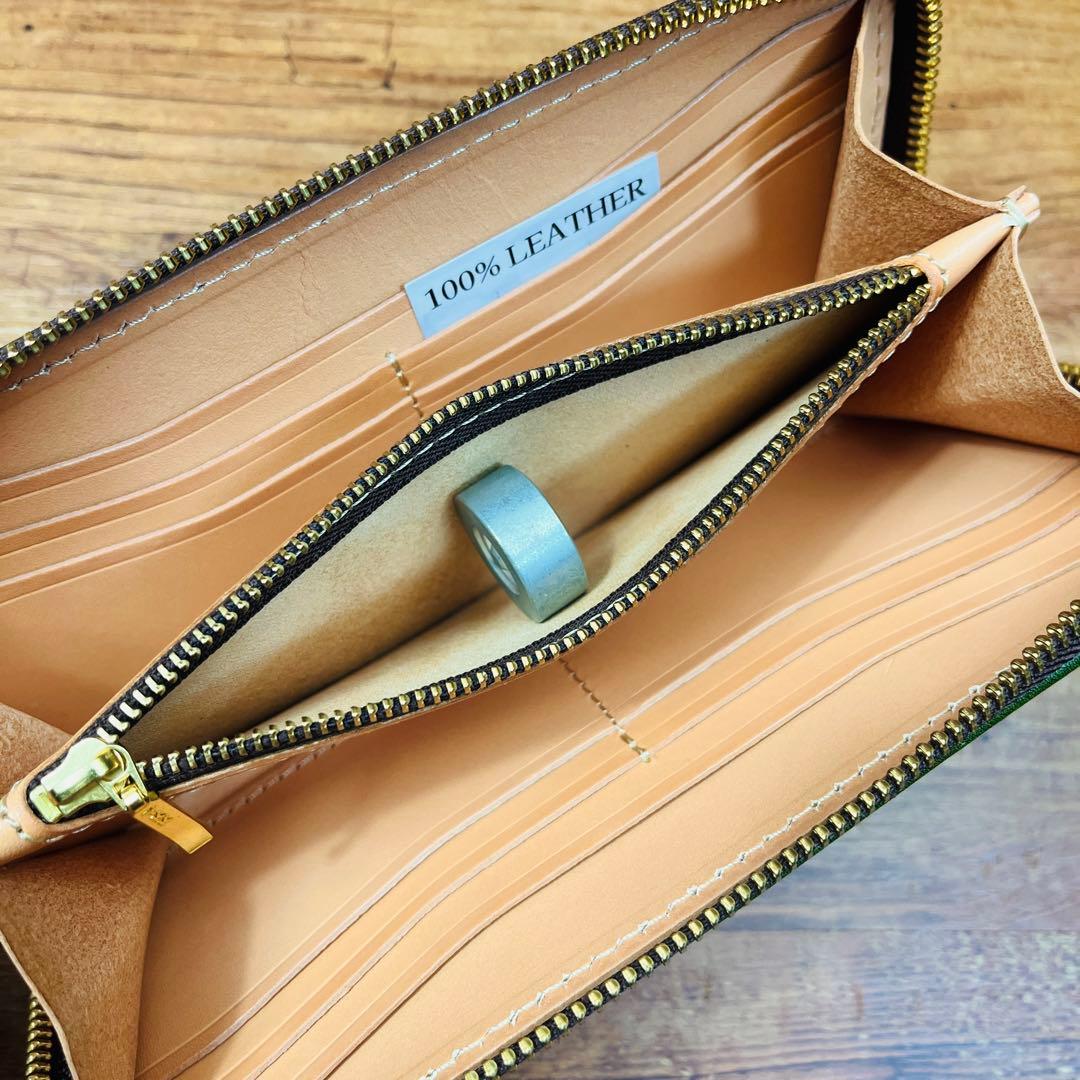 サドルレザー ラウンドファスナー メンズ財布 長財布 本革 ハンドメイド YKK