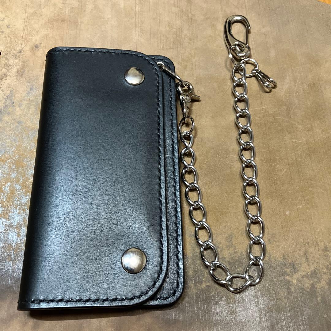 [ハンドメイド]トラッカーウォレット 2層 国産牛革 ウォレットチェーンセット