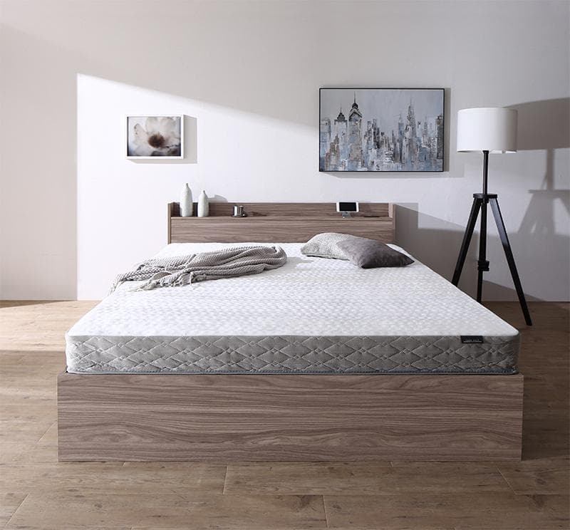 最安値！マットレスなし クイーンベッド 収納 コンセント 送料込み！2