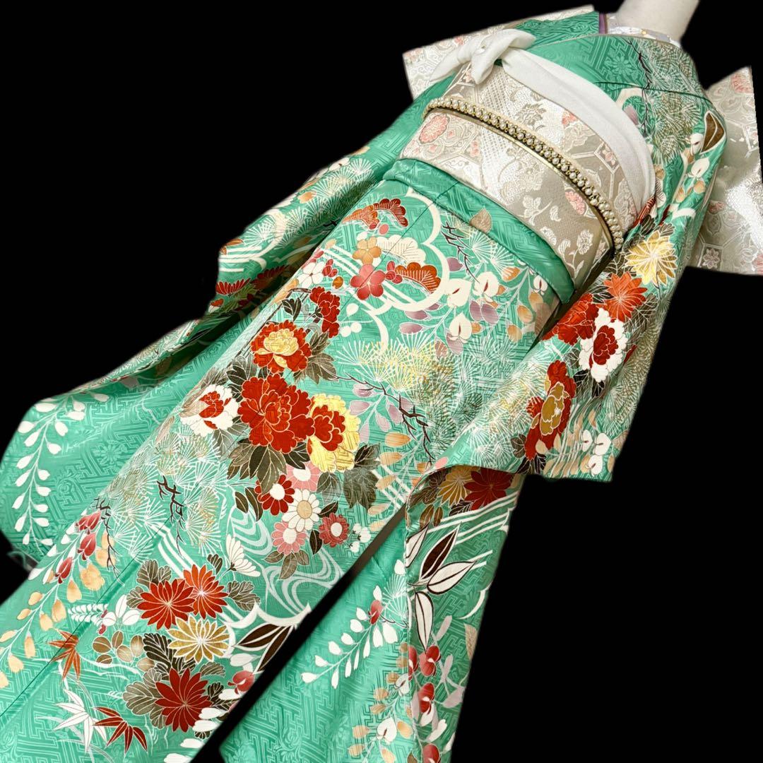 極上　美品振袖フルセット　手挿し友禅　正絹長襦袢　古典柄　成人式　155〜165