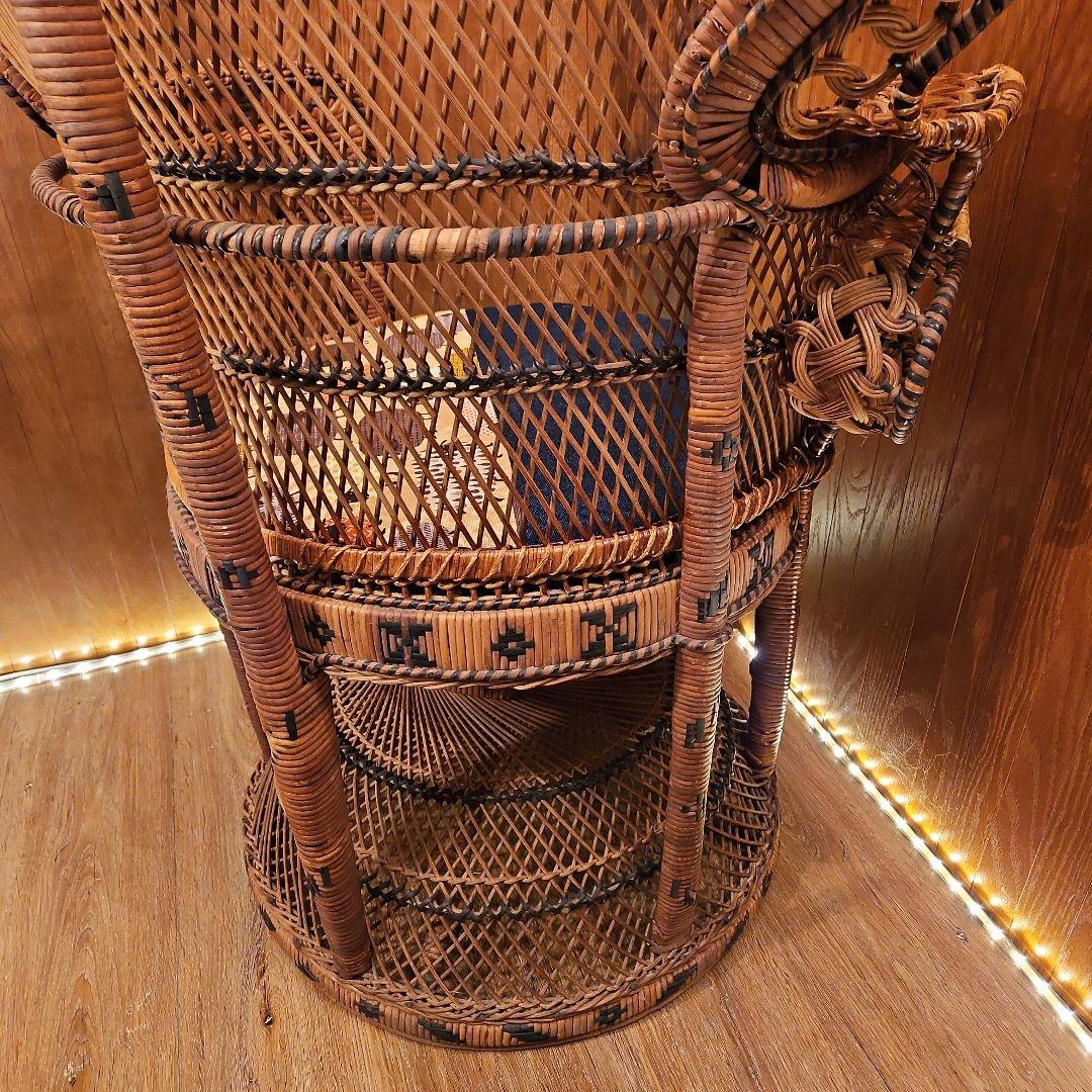 特大 希少 ヴィンテージ ピーコックチェア ラタンピーコック エマニエル婦人