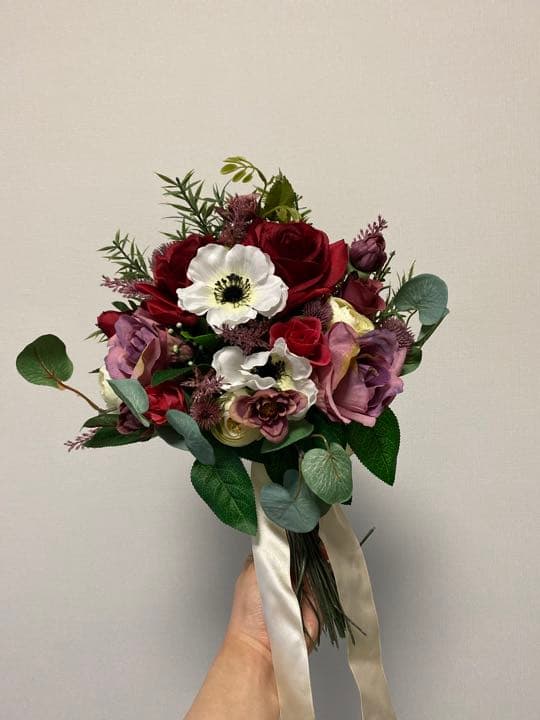 アネモネ　クラッチブーケandブートニア　結婚式　ブーケ