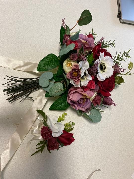 アネモネ　クラッチブーケandブートニア　結婚式　ブーケ