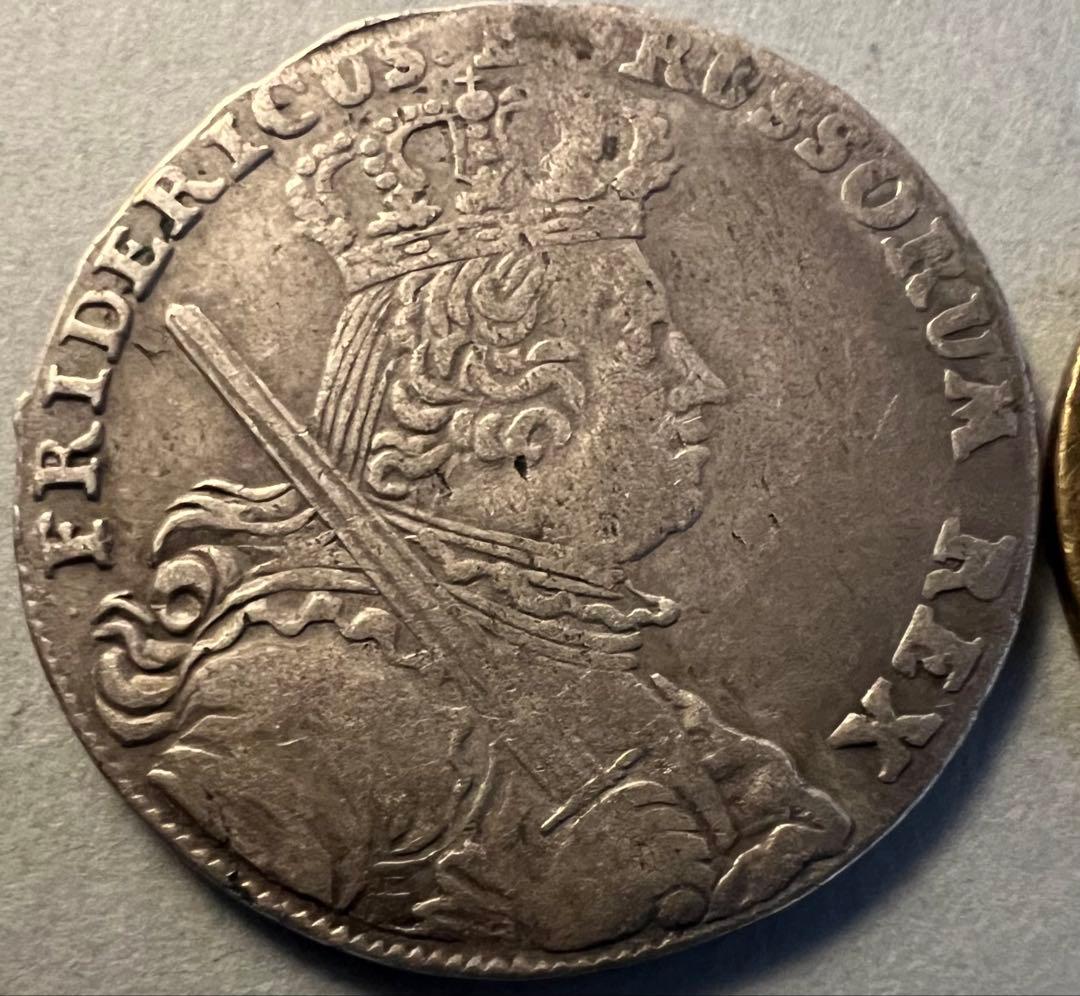 1758年A ドイツ　プロイセン 18 グロッシャー銀貨フリードリヒ 2 世