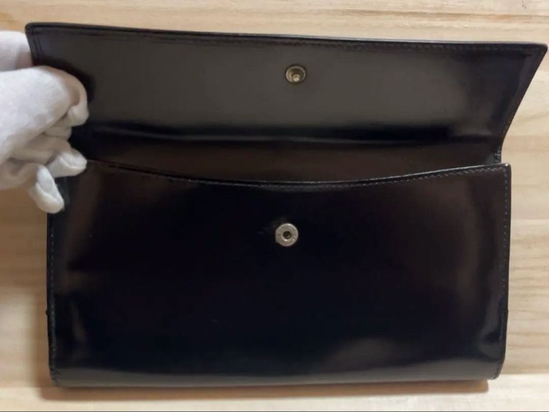 【箱付き】 GUCCI グッチ G バックル 二つ折り 長財布 ブラック レザー