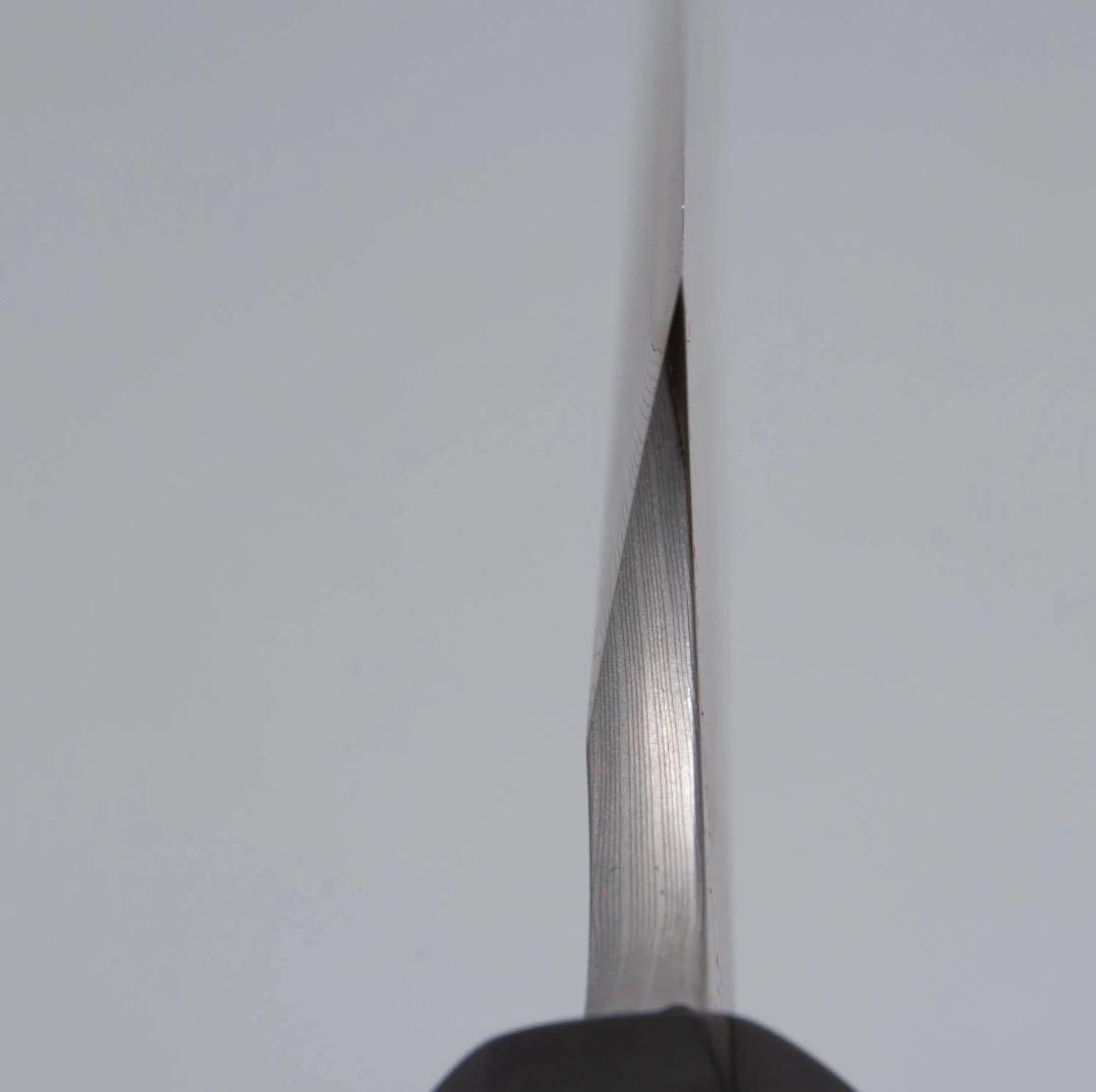 二唐刃物　暗紋ダマスカス黒槌目　青二先丸柳刃300