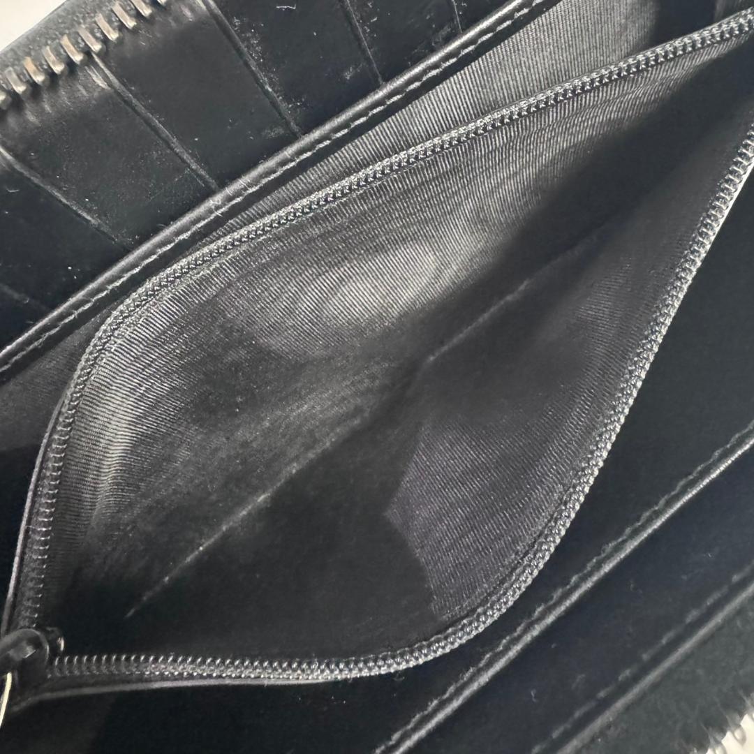 GUCCI グッチシマ レザー ラウンドファスナー 長財布 ブラック