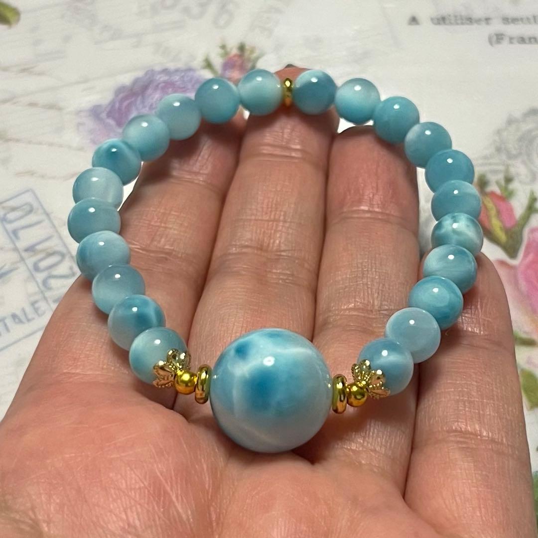 大玉ラリマー×アイスラリマーのブレスレット