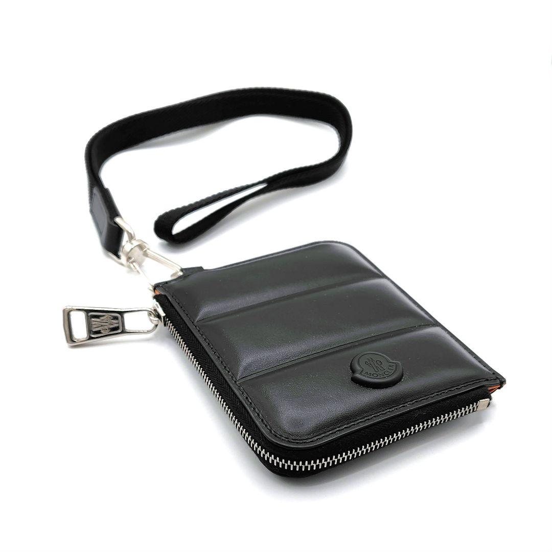 【新品】MONCLER カードケース　ブラック　ストラップ付き