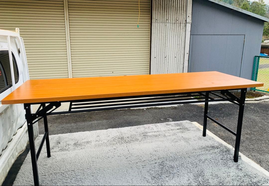 ★会議テーブル ブラック×ブラウン 1800×600×700 Used★