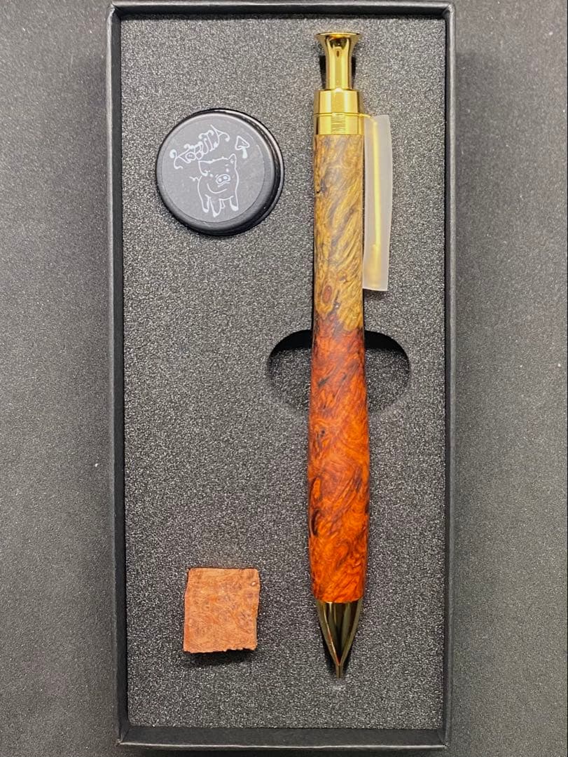 こぶた工房 シャープペンシル 極上花梨紅白 0.5mm ゴールド金具