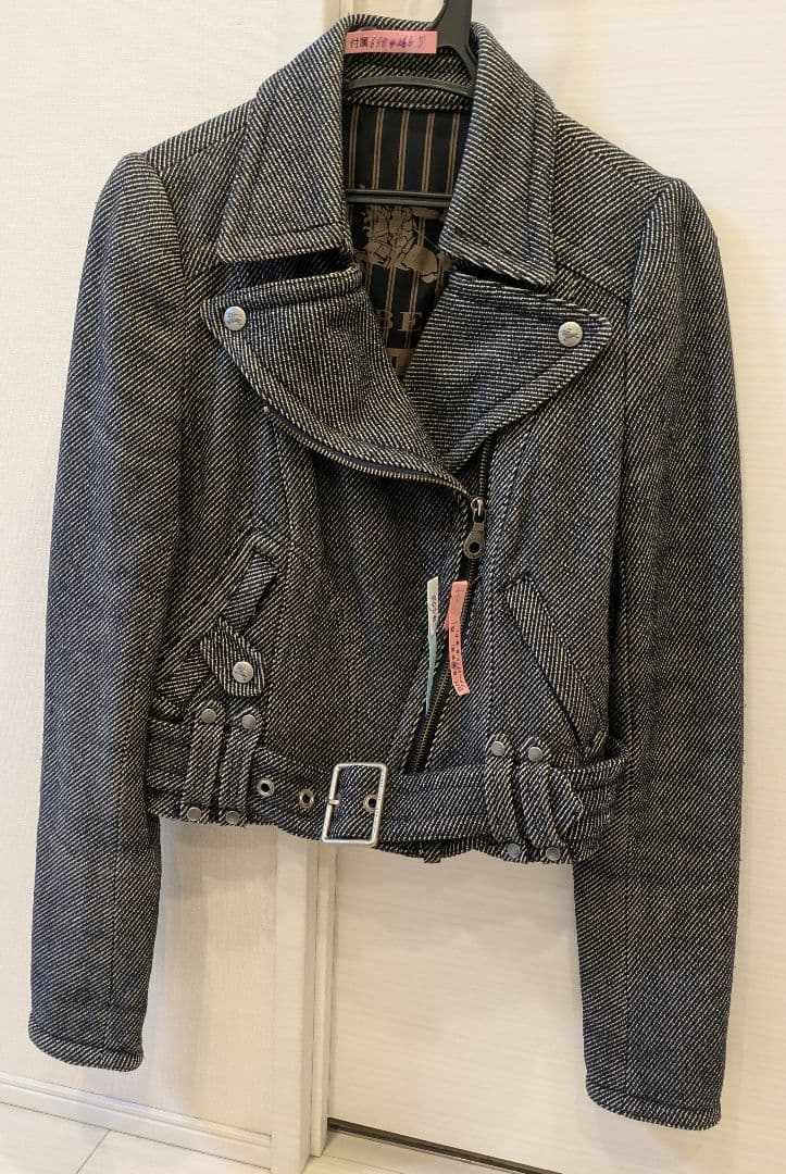 美品・BURBERRY BLUE LABEダブルライダースジャケット ウール混