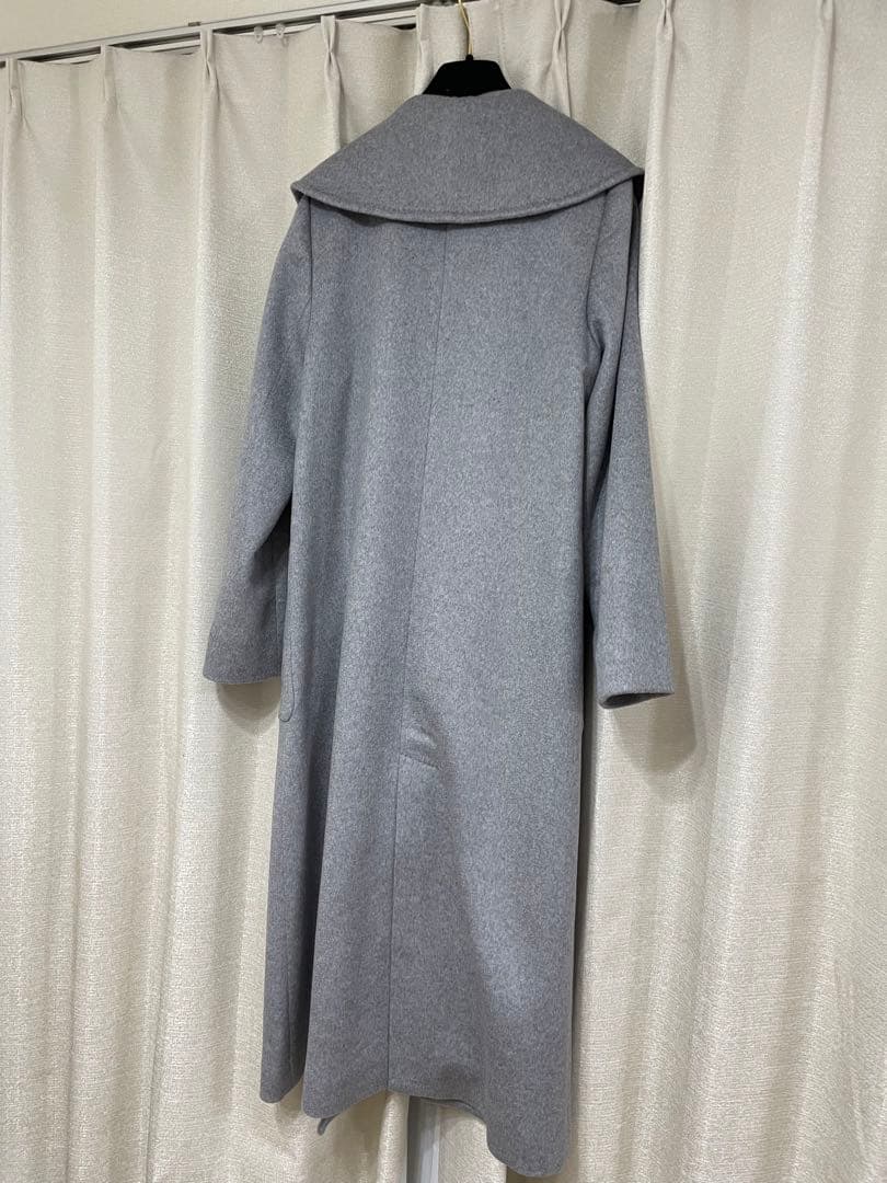 新品 エムプルミエブラック カシミヤベルテッドショールカラーロングコート