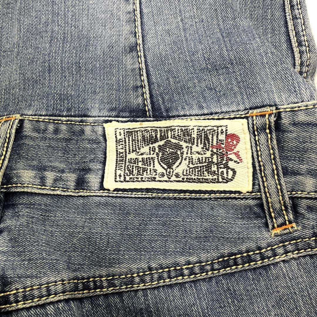 美品 AVIREX 2way デニム オールインワン ブルー つなぎ